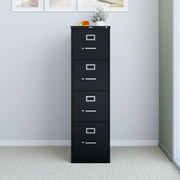 View STAPLES 4-Drawer File Cabinet, Lockable, Black, 25"D x 15"W image 2