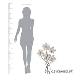 Metal Wall Decor with 5 Flowers, Decorative Floral Wall Hanging Sculpture for Living Room, Bedroom and Home Decoration