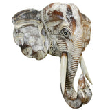 Wooden Elephant Head Wall Decor, Decorative Animal Sculpture Wall Art for Living Room, Bedroom and Home Decoration