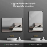 Aluminum Alloy Rounded Corner Vanity Mirror, Modern Wall Mounted Mirror for Bathroom, Bedroom and Home Decor