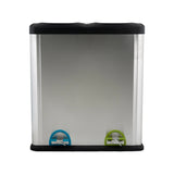 60L 2 Compartment Stainless Steel Recycling Bin, Dual Section Trash Sorter Container for Kitchen, Home & Office