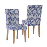 Set of 2 Upholstered Medallion Dining Chairs, Comfortable Parsons Style Chairs for Kitchen and Dining Room