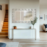 Large Silver Geometric Wall Mirror, Modern Decorative Accent Mirror for Living Room, Bedroom and Entryway