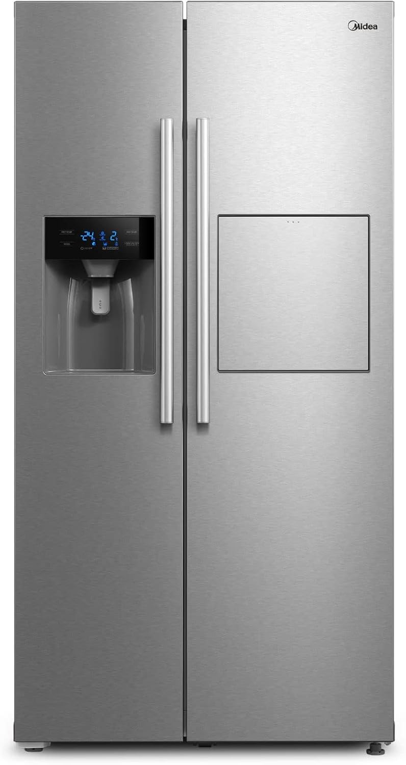 Midea KS-DDX 6.32 WT Side-by-Side Kühl-/Gefrierkombination/ 178,8 cm Hhe/ 254 kWh/Jahr/No Frost/Dual Inverter Compressor/mit 3in1 Wasser-/Eisspender