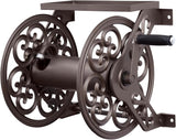 Steel Decorative Wall Mount Garden Hose Reel, Outdoor Garden Hose Storage Holder for Patio and Yard