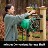 Steel Decorative Wall Mount Garden Hose Reel, Outdoor Garden Hose Storage Holder for Patio and Yard