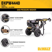 View 2025 DEWALT 4400 PSI 4.0 GPM Cold Water Gas Pressure Washer with HONDA GX390 Engine (49-State) DXPW4440 image 3