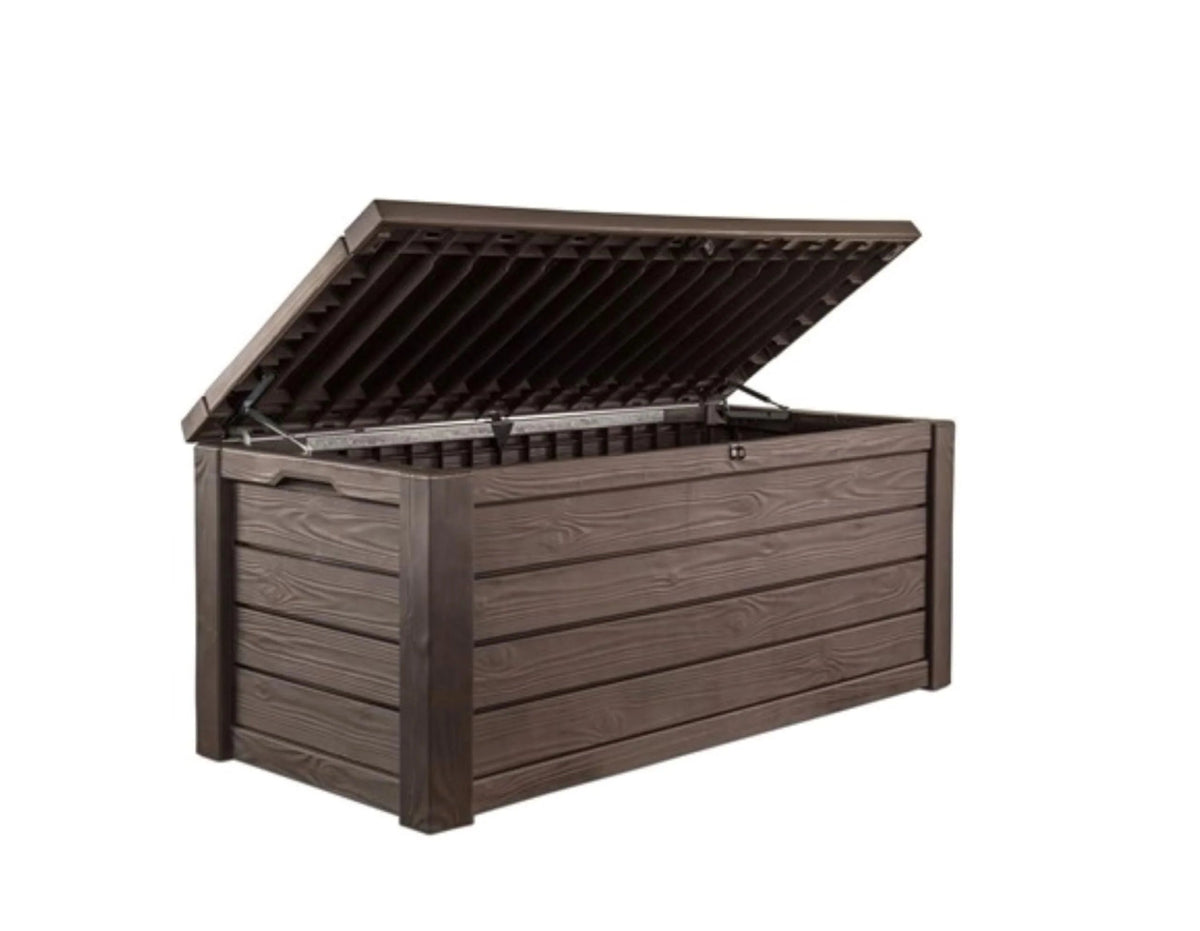 150 Gallon Outdoor Deck Box with Bench Seat, Large Storage Container for Patio, Garden, Yard and Pool Area