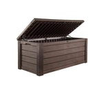 150 Gallon Outdoor Deck Box with Bench Seat, Large Storage Container for Patio, Garden, Yard and Pool Area