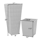 All-Weather Wicker Planter Set with Liners, Outdoor Decorative Garden Plant Pots for Patio, Deck & Balcony