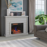52" Shiplap Wall Fireplace Mantel, Modern Electric Fireplace with 3D Flame Effect Insert for Home Decor