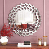 Round Sunburst Wall Mirror, Decorative Accent Mirror for Living Room, Bedroom and Entryway Home Decor