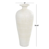 Tall Ceramic Amphora Floor Vase, White Decorative Vase for Home Decor