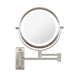 8 Inch Round Wall Mounted Makeup Mirror, Rechargeable, 1X/10X Magnification, 3-Color LED Lights