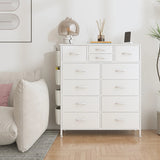 12 Drawer Fabric Dresser, Tall Bedroom Chest of Drawers with Storage
