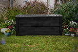 150 Gallon Resin Outdoor Storage Box, Large Deck Container for Patio, Garden and Yard, Dark Gray