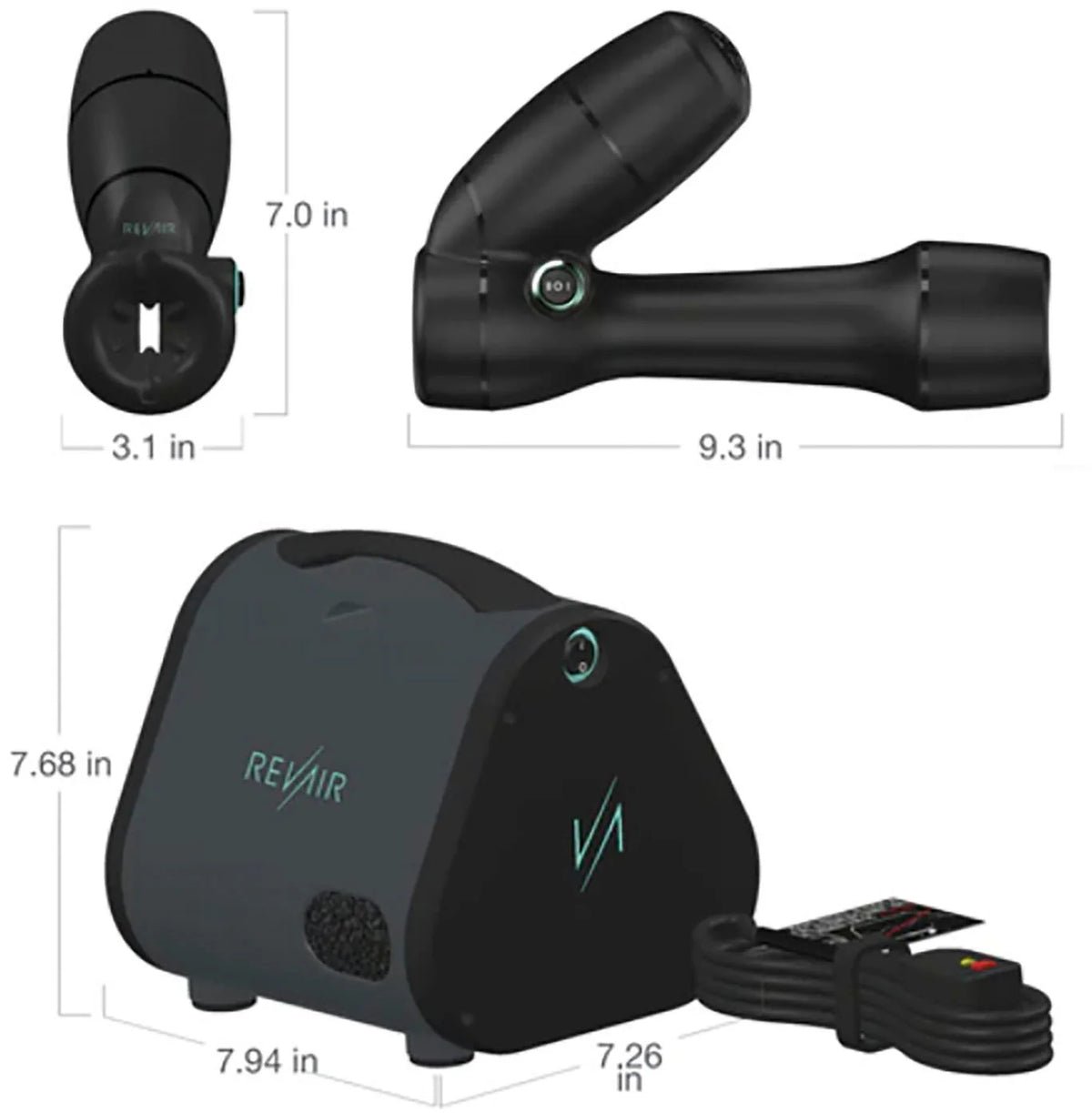 Reverse-Air Hair Dryer with Hair Clips �� Black