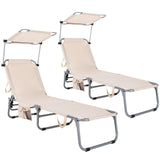 Folding Lounge Chair with Canopy – Shade Chair with Storage Pocket