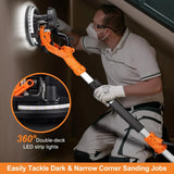 1000W Drywall Sander with Vacuum and LED Light, Electric Wall and Ceiling Sander with Dust Collection
