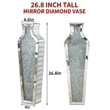 Tall Crushed Diamond Floor Vase, Luxury Decorative Crystal Accent Vase for Living Room, Bedroom and Home Decor