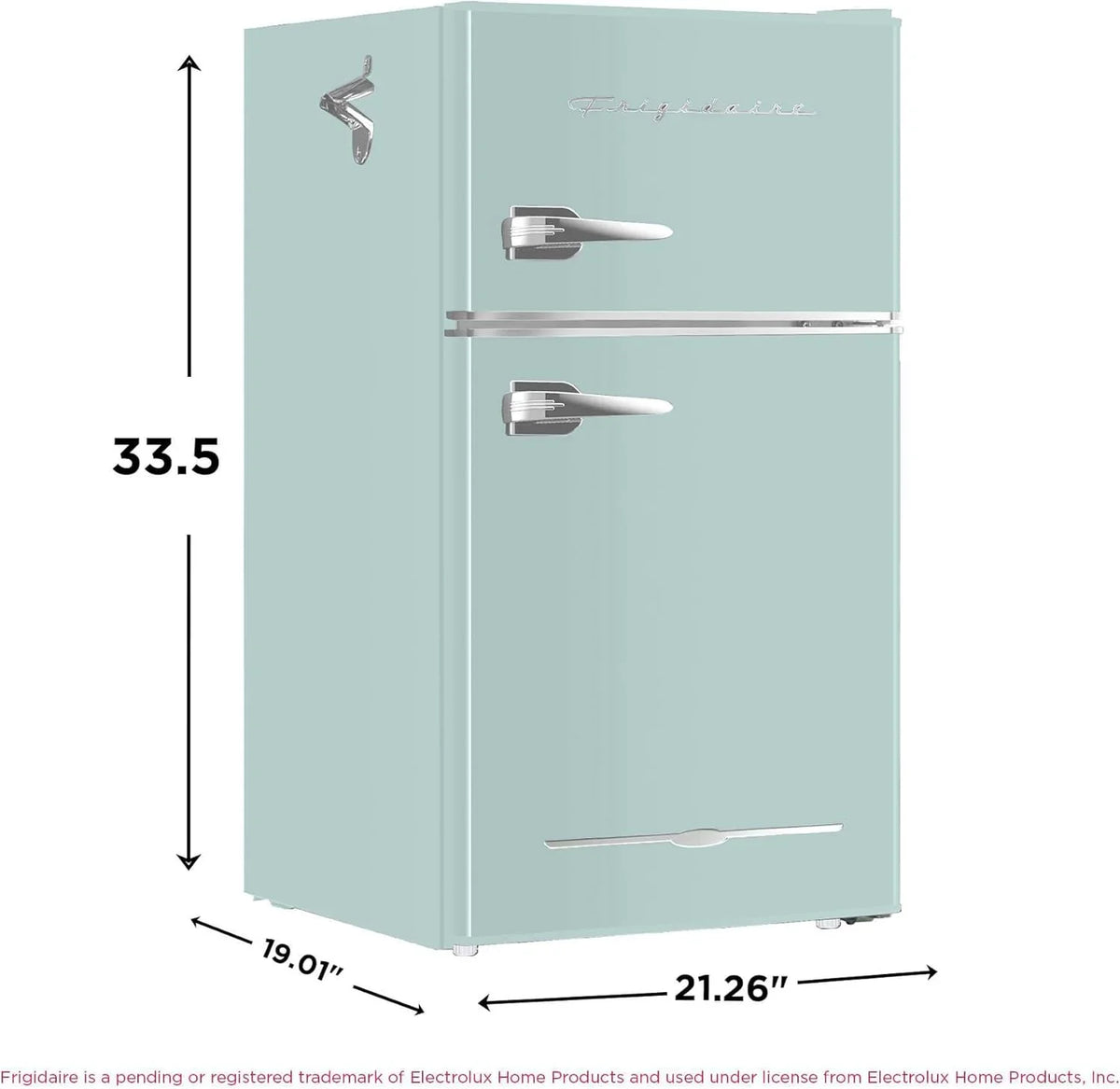 Frigidaire Retro Mini Fridge with Freezer & Side Bottle Opener-Small 2 Door Refrigerator for Office Bar or College Dorm Room-3.1 Cu Ft �� 19��"D x 20.5" W x 33.5" H