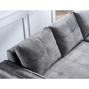 View Reversible 90.5in. Gray Velvet Sleeper Sectional Sofa L-Shape 3 Seat Sectional Couch with Storage image 4