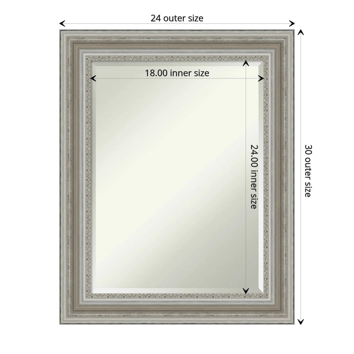 Beveled Bathroom Wall Mirror, Silver Frame Decorative Vanity Mirror for Bathroom, Bedroom and Entryway