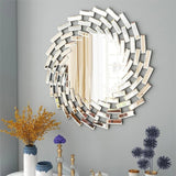 Round Sunburst Wall Mirror, Decorative Accent Mirror for Living Room, Bedroom and Entryway Home Decor