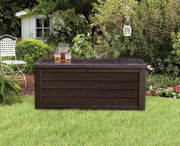 View 150 Gallon Resin Large Deck Box-Organization and Storage for Patio Furniture, Outdoor Cushions, Garden Tools and Pool Toys, Brown image 4