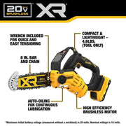 View DW 8 in. 20-Volt Lithium-Ion Pruning Electric Battery Chainsaw Kit with 3Ah Battery and Charger DCCS623L1 image 2