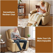 View PU Leather Power Lift Recliner Chair With Massage and Heat, Adjustable Furniture for Back, Legs w/ 3 Positions, Usb Port, Side Pocket (Beige, 27 Seat Width+Cup Holders) image 6