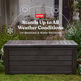 150 Gallon Outdoor Deck Box with Bench Seat, Large Storage Container for Patio, Garden, Yard and Pool Area