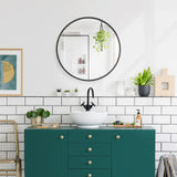 Modern Round Aluminum Wall Mirror, Decorative Circular Metal Frame Mirror for Living Room, Bedroom and Entryway