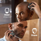 Waterproof Hypoallergenic Head & Face Shaver, Rechargeable Electric Razor for Men’s Scalp and Facial Grooming
