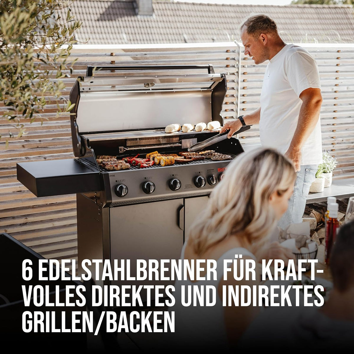 Enders Gasgrill Hyde 6 SIKR Turbo, 6-Brenner aus Edelstahl für kraftvolles direktes und indirektes Grillen, 800 °C TURBO ZONE, SWITCH GRID, Infarot-