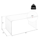 32" Clear Acrylic Waterfall Coffee Table, 20mm Thick Rectangle Modern Transparent Table for Living Room