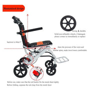 View Ultra-Light Portable Folding Wheelchair, Travel-Friendly with Handbrake, 220 lbs Capacity, Ideal for Elderly & Children, 34.2锟�32.6 Unfolded Dimensions image 4