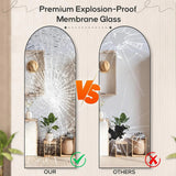 21x64 Arched Full-Length Mirror – Shatter-Proof Glass with Aluminum Alloy Stand