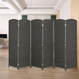 6 FT Tall Woven Fiber Room Divider, Freestanding Folding Privacy Screen