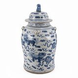 Small Vintage Temple Jar with Lion Motif, Decorative Accent Container for Home Decor and Interior Display