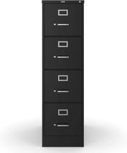 View STAPLES 4-Drawer File Cabinet, Lockable, Black, 25"D x 15"W image 4