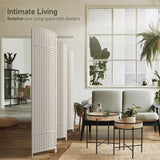 6 Panel Room Divider, 6ft Tall Extra Wide Folding Privacy Screen with Hand-Woven Mesh Panels
