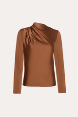 Leah Silk Charmeuse Ruched Long Sleeve Shirt
