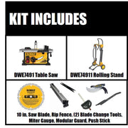 View 15 Amp Corded 10 in. Job Site Table Saw with Rolling Stand DWE7491RS image 2