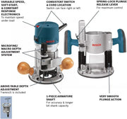 View BOSCH 1617EVSPK Wood 12 Amp Router Tool Combo Kit - 2.25 Horsepower Plunge Router & Fixed Base with a Variable Speed image 3