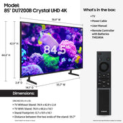 View Samsung 85�测�� Crystal UHD 4K Smart TV DU7200B with PurColor, HDR, and Tizen OS �� 2024 Model image 2