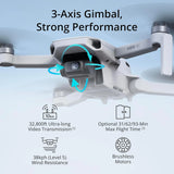 4K UHD Camera Drone Under 249g with 3-Axis Gimbal, 10 km Video Transmission, Auto Return and 31-Min. Flight Time