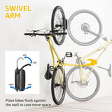 2-Pack Swivel Bike Wall Mount, Garage Bike Hangers, Holds Up to 66 lbs