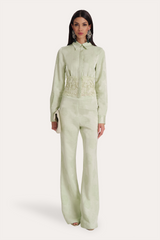 Savannah Satin Jacquard Corset Shirt