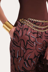 Naya Charmeuse Coral Print Pants